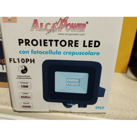 FL10PH Proiettore LED 10W 850LM 4000K +Fotocellula crepuscolare Alka Power